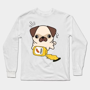 Cute Pug Spilled a jar of mustard sauce Long Sleeve T-Shirt